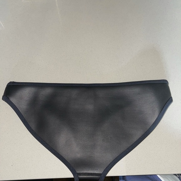 Triangle Black leather like Swimsuite - Picture 3 of 5